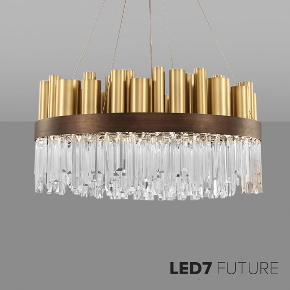 Loft Industry Modern - Gold Tubes & Glass Chandelier